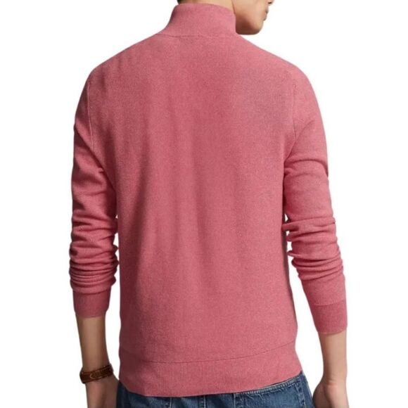 Polo Ralph Lauren Men’s Red Sky Heather 1/4 Zip Pullover Pima Cotton Sweater L - Picture 2 of 8